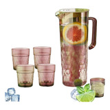 Set Jarra 2 Litros + 4 Vasos Jarra Agua Jugo Refrigerante  