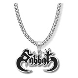 Collar Hombre Y Mujer Dije Color Plata Banda De Metal Sabbat