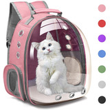 Mochila Bolsa Transparente Mascota Gato Perro Rosa Henkelion