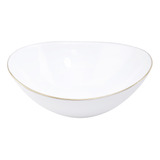 Bowl Blanco Redondo Boat Gold Vitro De 10 Pulgadas Essenza