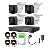 Hikvision Kit De 4 Cámaras De Seguridad Metálicas Bala Turbohd 4k 8mp Exterior Ip67 Ir Exir 30 Mts + Dvr 8mp 4 Canales Turbohd + 4 Canales Ip + 2tb Hdd Modelo Ids2ce16u0t-plus+2tb