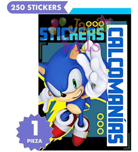 Block De 250 Stickers Sonic Artículo Fiesta Son0h1