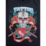 Remera-negra-tattoo Style-calavera-love Kills Slowly