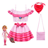 Traje De Baño Niñas Mario Princesa Peach Con Bolsa Y Bufanda