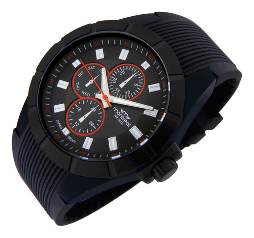 Reloj Montreal Hombre Ml1304 Agujas Luminosas Malla Caucho