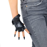 Dooway Moda Para Mujer Guantes De Cuero Genuino Medio Dedo M