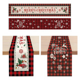 Caminos De Mesa Navideños Merry Christmas Red Plaid 2 Piezas