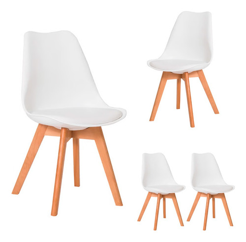 4 Cadeiras Design Leda Tulipa, Sala Jantar, Escritório