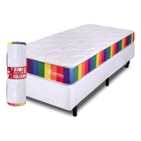 Cama Box Com Colchão Solteirão D33 A Vácuo Ortopédico Rainbow 97x203cm Bf Colchões