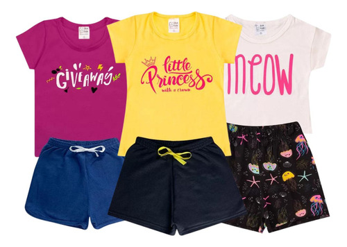 Kit Lote 8 Peças Roupa Infantil Feminino Verão 4 Conjuntos