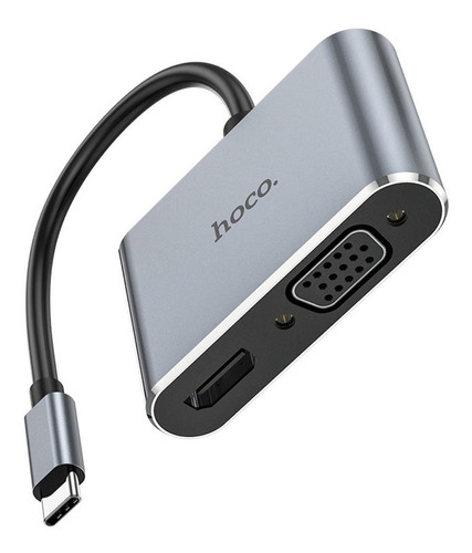 Adaptador Hoco Hb30 Eco Tipo C A Hdtv Vga Usb3.0 Pd Gris