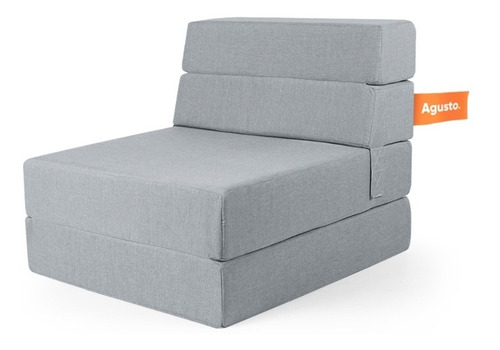 Sofa Cama Individual Agusto ® Sillon Puff Plegable Colchon Color Gris Claro