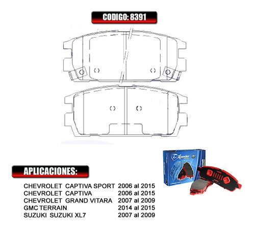 Pastilla De Freno Trasera Chevrolet Captiva Sport 06-07 8391 Foto 2