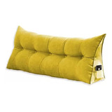 Almofada Cabeceira Ana Cama Casal 140cm Suede Amarelo Quarto