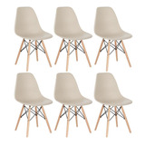 6 Cadeiras Charles Eames Wood Jantar Cozinha Dsw   Cores  Cor Da Estrutura Da Cadeira Nude