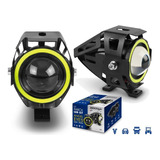 Par Farol Milha Moto Angel Eyes U7 Led Auxiliar 20w Xenon