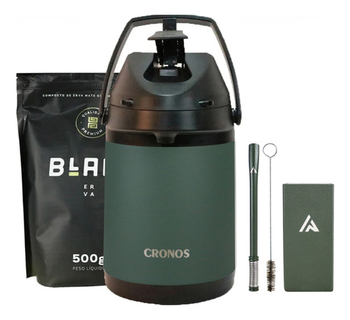 Terere Garrafa Cronos Black Erva Copo Inox Bomba- Burrito 