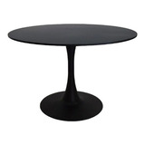 Mesa De Comedor Tulip Redonda 120 Negro Pata Central Diseño 