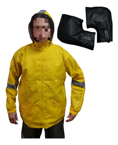 Campera Muy Reflectiva Cordura + Cubre Puños Ideal Motoquero