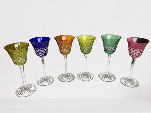 Juego De Copas Para Vino Cristal De Baccarat Francés Antiguo