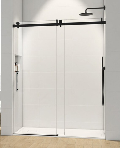 Mampara Baño Pta Granero Acero Inox Negro Sidney 150 Gorena