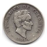 50 Centavos 1914 Tipo Medellín Plata