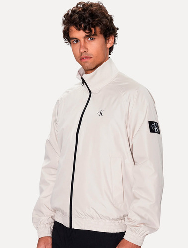 Jaqueta Calvin Klein Jeans Bomber Polyester Zip Up Off-white