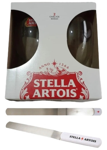 2 Copas Cerveza Stella Artois En  Cajita + Daga Corta Espuma
