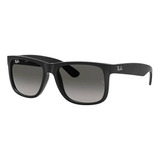 Anteojos De Sol Ray-ban Justin Classic Rb4165l Small Con Marco De Nailon Color Matte Black, Lente Grey De Policarbonato Degradada, Varilla Matte Black De Nailon - Rb4165