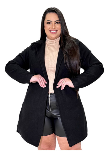 Sobretudo Feminino Plus Size Lã Batida Casaco Parka Gg G1 G2