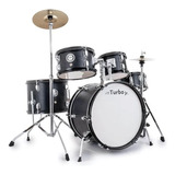 Bateria Turbo Junior 16/12/08/10/10 Black Satin Wood C/ferra Cor Preto