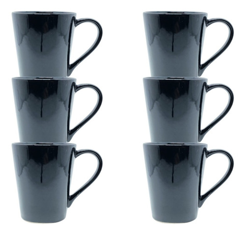 Jogo 10 Caneca Tulipa Café Chá Porcelana Preta Kit Xícaras