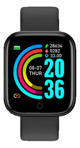 Reloj Inteligente D20 Con Conexión Bluetooth Para Android E Ios, Color Negro, Bisel, Color Negro