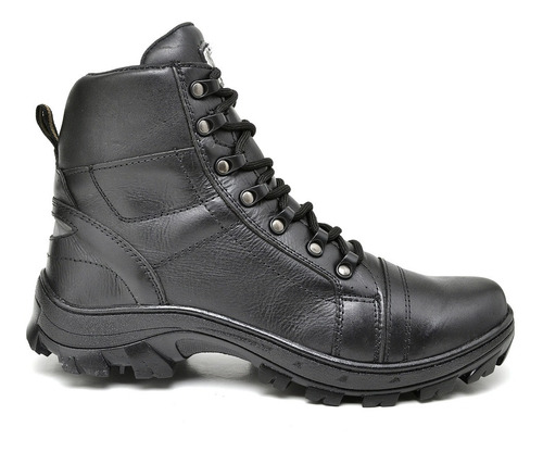 Bota Masculina Tática Militar Coturno Couro Cano Baixo