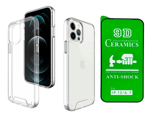 Estuche Space Antigolpes + Ceramico Compatible Para iPhone