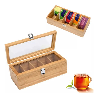 Madera De Origen Natural Caja Organizadora De Bolsas De Té | MercadoLibre