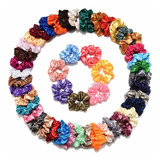 46 Colores Scrunchies De Satén Para Cabello Gomas Elásticas