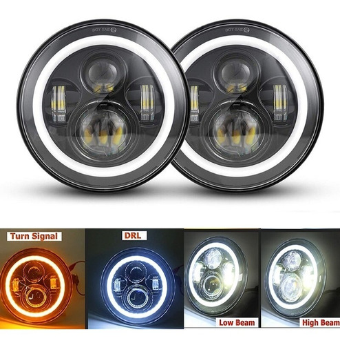 2 Faros Led 7 Pulgadas Ojo Angel  Circular P/jeep, Vocho