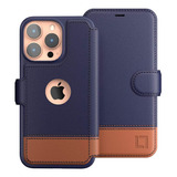 Funda Para iPhone 13 Pro, Azul Y Marron/6,1 In/con Tapa