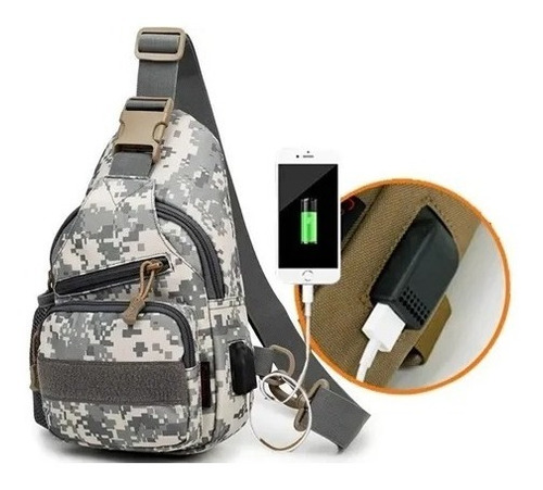 Bolso Banano Táctico Cruzado Bandolero Militar Carga Usb