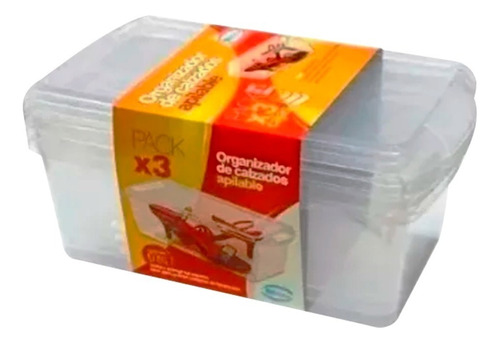 Cajas Organizador X12 Multiuso Zapatos Con Tapa Cajonera Color Transparente