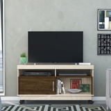 Rack Bancada Home Para Tv Até 50  Sala Off White Marrom