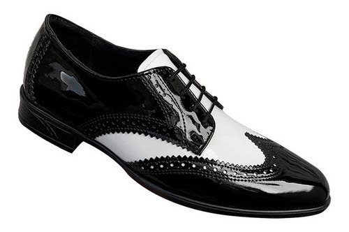 Zapato Zanthy Shoes De Charol Negro/blanco  Mod 137 Pachuco
