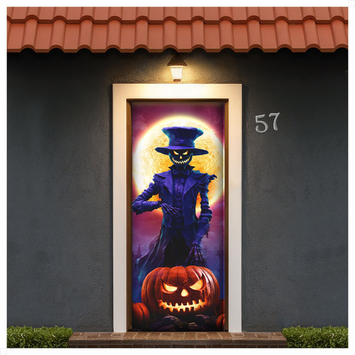 Painel Retangular Halloween Porta Decorativo Tecid 0,85x2,1
