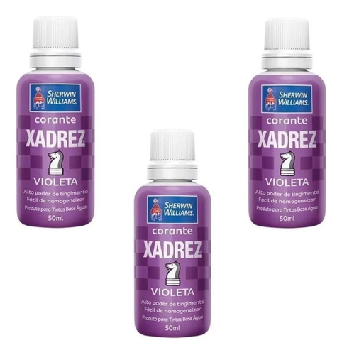 Corante Líquido Bisnaga 50ml Xadrez Violeta (3 Unidades)