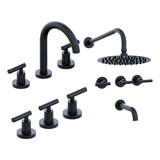 Combo Griferia Bidet Lavatorio Ducha Black Hidromet Ceramica