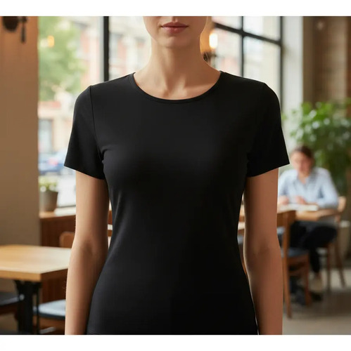 Blusas Licra Manga Corta Unitalla Dama Mujer Cuello Redondo