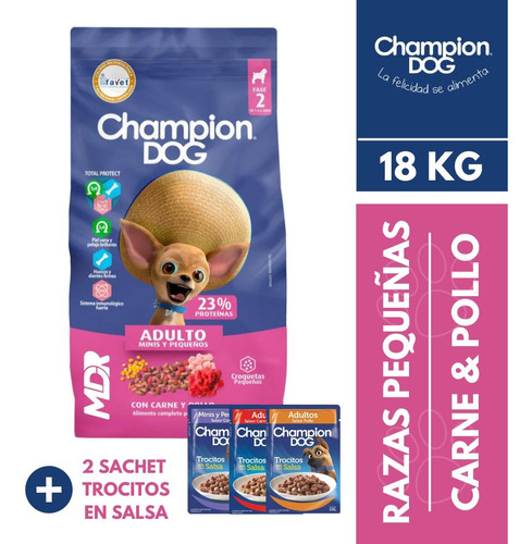 Champion Dog Adulto Razas Pequeñas 18kg | Solo Stgo | Mdr