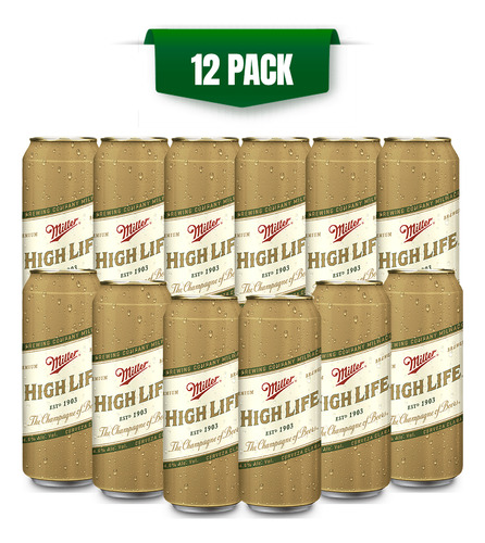 Cerveza Miller High Life 12 Latas De 710ml