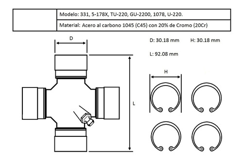 Cruceta Cardan 331 Ford F250 Nissan Patrol Hummer H1 Foto 2